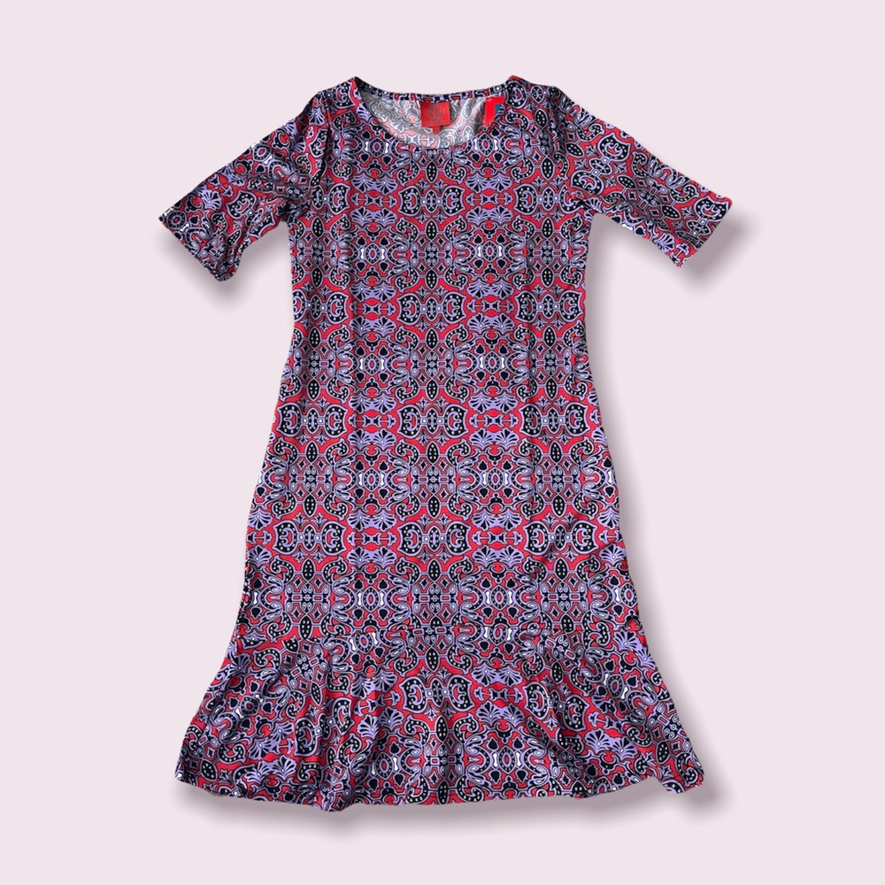 Boutique- NWT- Tracy Negoshian MIDI Dress - Geo Swirl Pattern